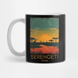 A Vintage Travel Illustration of Serengeti National Park - Tanzania Mug